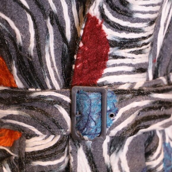 Vintage 1970s Abstract Belted Coat Sz S - Picture 6 of 8